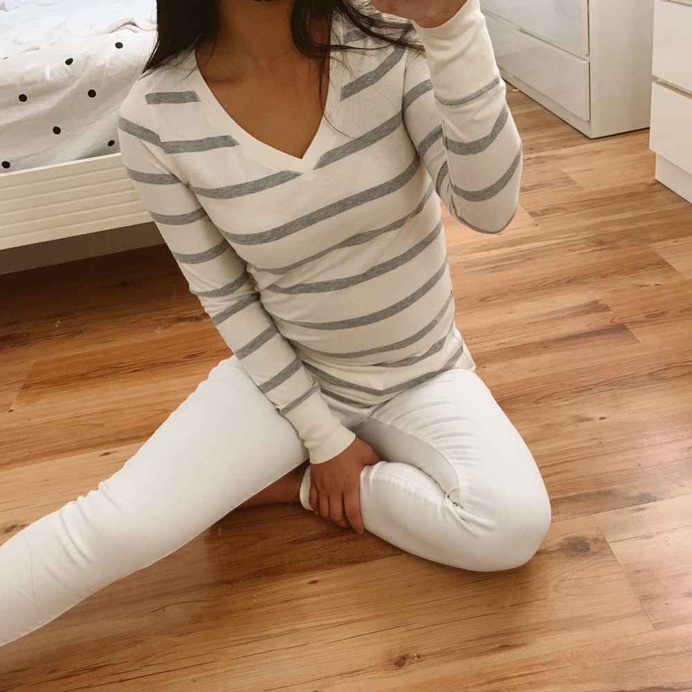 Striped V-Neck Long Sleeve